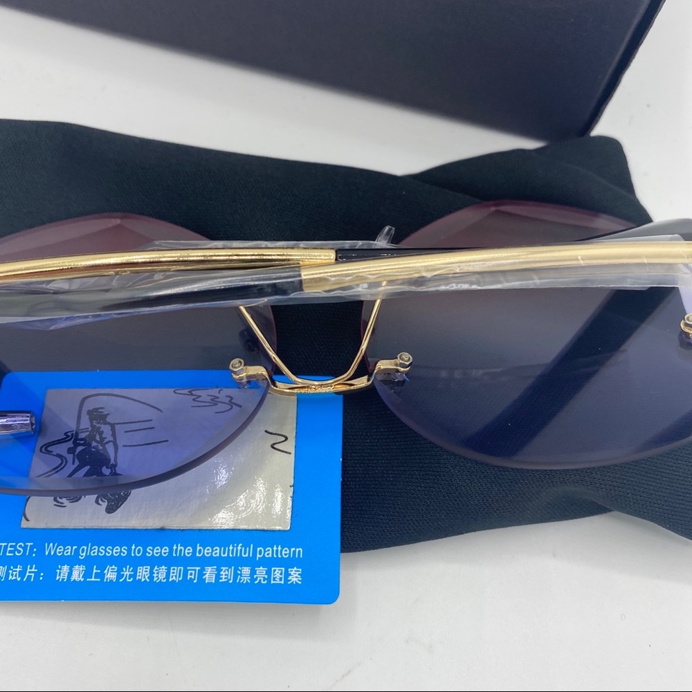 Oversized Rimless Round Fashion Sunglasses - Picture 8 of 8